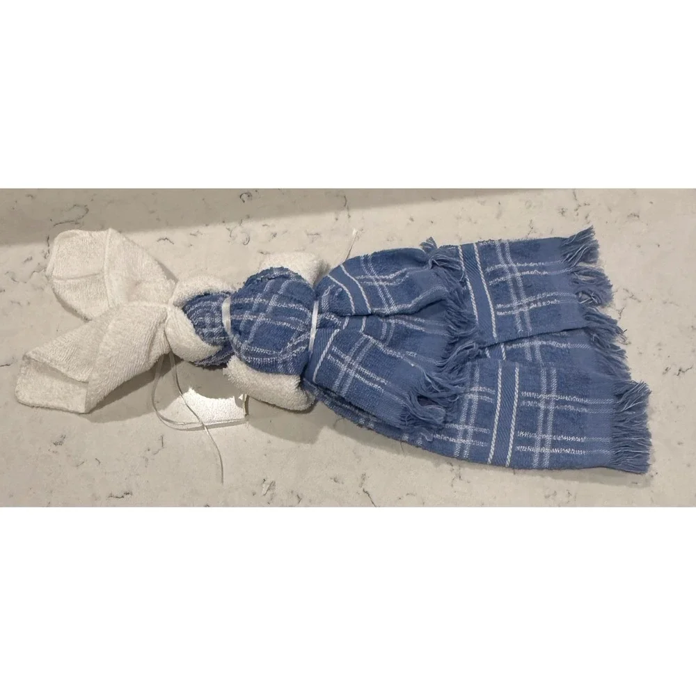 Vintage Cute Kitchen Towel Bunny Blue Plaid Bath Towel Holder Decorative‎ Gift